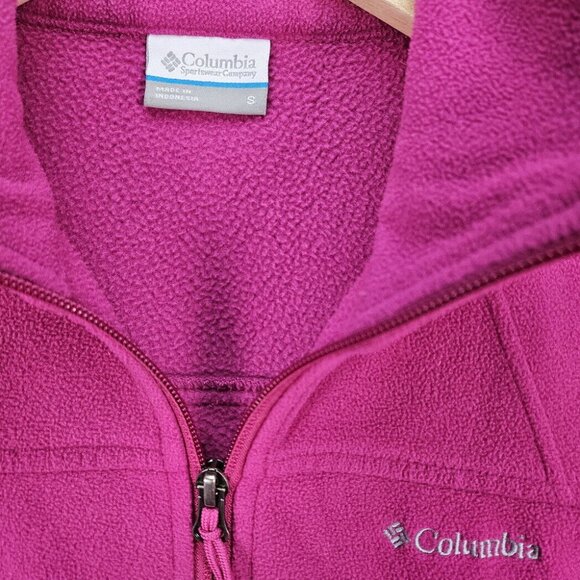 Columbia Jacket Women's Size S Full Zip Fleece Pink Zipped Pockets Spring Coat - Picture 8 of 10